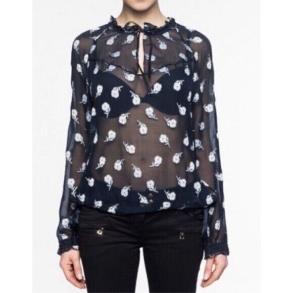 Rag & Bone Silk Blend Sheer Blouse - Picture 2 of 11